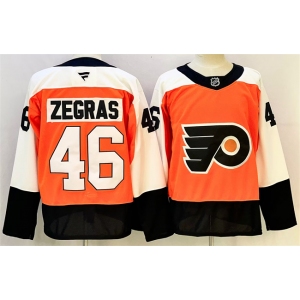 Men's Philadelphia Flyers #46 Trevor Zegras Orange 2024 Stitched Jersey