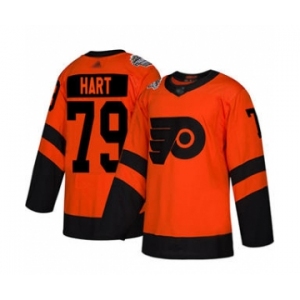 Men's Philadelphia Flyers #79 Carter Hart Orange 2019 Stadium Series Stitched Hockey Jersey