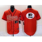 Men's Philadelphia Flyers Orange Team Big Logo Cool Base Stitched Baseball Jersey