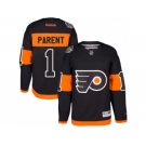 Men's Reebok Philadelphia Flyers #1 Bernie Parent Authentic Black 2017 Stadium Series NHL Jersey