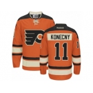 Men's Reebok Philadelphia Flyers #11 Travis Konecny Authentic Orange New Third NHL Jersey