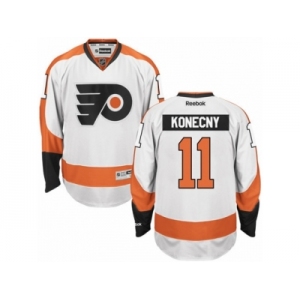 Men's Reebok Philadelphia Flyers #11 Travis Konecny Authentic White Away NHL Jersey