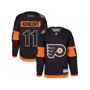 Men's Reebok Philadelphia Flyers #11 Travis Konecny Black 2017 Stadium Series Stitched NHL Jersey