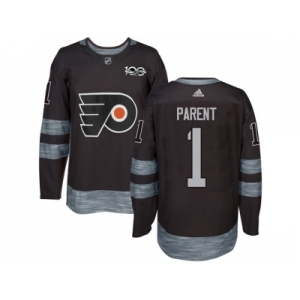 Philadelphia Flyers #1 Bernie Parent Black 1917-2017 100th Anniversary Stitched NHL Jersey