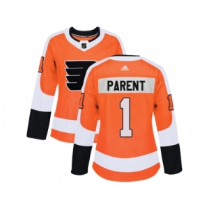 Women Adidas Philadelphia Flyers #1 Bernie Parent Orange Home Authentic Stitched NHL Jersey