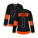 Women Adidas Philadelphia Flyers #1 Bernie Parent Premier Black Alternate NHL Jersey
