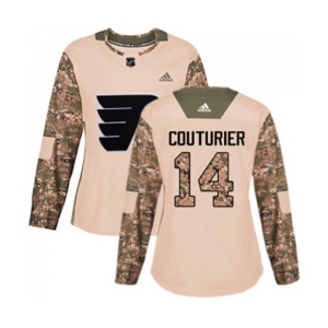 Women Adidas Philadelphia Flyers #14 Sean Couturier Authentic Camo Veterans Day Practice NHL Jersey