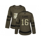 Women Adidas Philadelphia Flyers #16 Bobby Clarke Green Salute to Service Stitched NHL Jersey