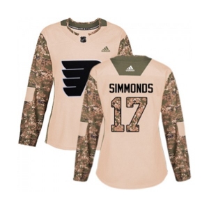 Women Adidas Philadelphia Flyers #17 Wayne Simmonds Authentic Camo Veterans Day Practice NHL Jersey