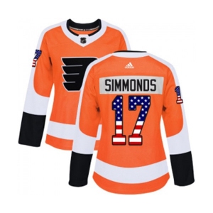 Women Adidas Philadelphia Flyers #17 Wayne Simmonds Authentic Orange USA Flag Fashion NHL Jersey