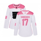 Women Adidas Philadelphia Flyers #17 Wayne Simmonds Authentic White Pink Fashion NHL Jersey