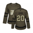 Women Adidas Philadelphia Flyers #20 Taylor Leier Authentic Green Salute to Service NHL Jersey