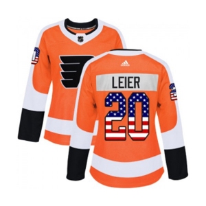 Women Adidas Philadelphia Flyers #20 Taylor Leier Authentic Orange USA Flag Fashion NHL Jersey