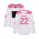 Women Adidas Philadelphia Flyers #22 Dale Weise Authentic White Pink Fashion NHL Jersey