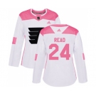 Women Adidas Philadelphia Flyers #24 Matt Read Authentic White Pink Fashion NHL Jersey