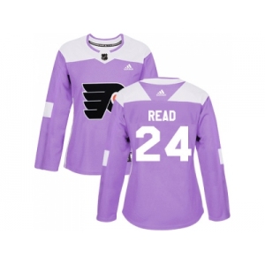 Women Adidas Philadelphia Flyers #24 Matt Read Purple Authentic Fights Cancer Stitched NHL Jersey