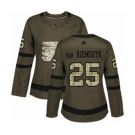 Women Adidas Philadelphia Flyers #25 James Van Riemsdyk Authentic Green Salute to Service NHL Jersey