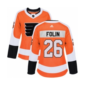 Women Adidas Philadelphia Flyers #26 Christian Folin Authentic Orange Home NHL Jersey