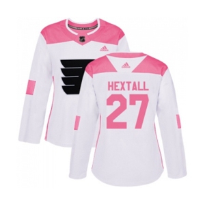 Women Adidas Philadelphia Flyers #27 Ron Hextall Authentic White Pink Fashion NHL Jersey