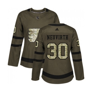Women Adidas Philadelphia Flyers #30 Michal Neuvirth Authentic Green Salute to Service NHL Jersey