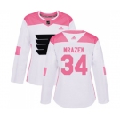 Women Adidas Philadelphia Flyers #34 Petr Mrazek Authentic White Pink Fashion NHL Jersey