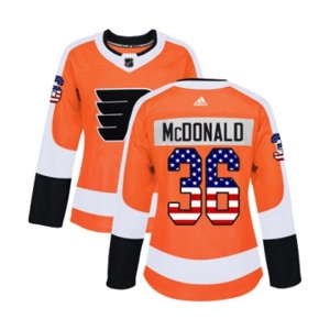 Women Adidas Philadelphia Flyers #36 Colin McDonald Authentic Orange USA Flag Fashion NHL Jersey