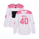 Women Adidas Philadelphia Flyers #40 Jordan Weal Authentic White Pink Fashion NHL Jersey