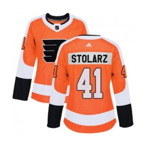 Women Adidas Philadelphia Flyers #41 Anthony Stolarz Authentic Orange Home NHL Jersey