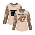 Women Adidas Philadelphia Flyers #47 Andrew MacDonald Authentic Camo Veterans Day Practice NHL Jersey