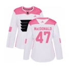Women Adidas Philadelphia Flyers #47 Andrew MacDonald Authentic White Pink Fashion NHL Jersey