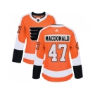 Women Adidas Philadelphia Flyers #47 Andrew MacDonald Orange Home Authentic Stitched NHL Jersey