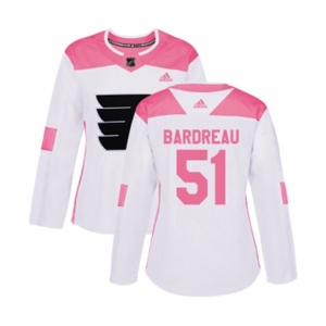 Women Adidas Philadelphia Flyers #51 Cole Bardreau Authentic White Pink Fashion NHL Jersey