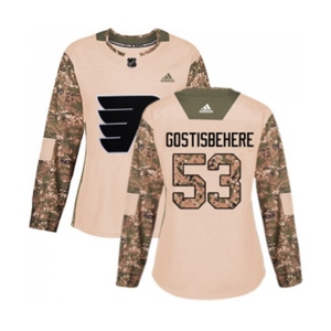 Women Adidas Philadelphia Flyers #53 Shayne Gostisbehere Authentic Camo Veterans Day Practice NHL Jersey