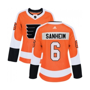 Women Adidas Philadelphia Flyers #6 Travis Sanheim Authentic Orange Home NHL Jersey