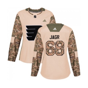 Women Adidas Philadelphia Flyers #68 Jaromir Jagr Authentic Camo Veterans Day Practice NHL Jersey
