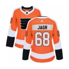 Women Adidas Philadelphia Flyers #68 Jaromir Jagr Authentic Orange Home NHL Jersey