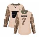 Women Adidas Philadelphia Flyers #7 Bill Barber Authentic Camo Veterans Day Practice NHL Jersey