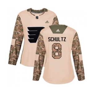 Women Adidas Philadelphia Flyers #8 Dave Schultz Authentic Camo Veterans Day Practice NHL Jersey
