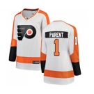 Women Philadelphia Flyers #1 Bernie Parent Fanatics Branded White Away Breakaway NHL Jersey