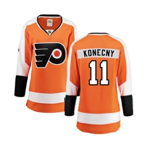 Women Philadelphia Flyers #11 Travis Konecny Fanatics Branded Orange Home Breakaway NHL Jersey
