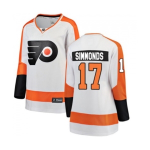 Women Philadelphia Flyers #17 Wayne Simmonds Fanatics Branded White Away Breakaway NHL Jersey