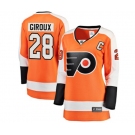 Women Philadelphia Flyers #28 Claude Giroux Fanatics Branded Orange Home Breakaway NHL Jersey