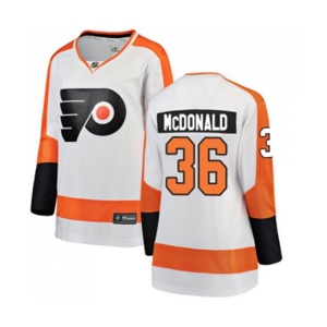 Women Philadelphia Flyers #36 Colin McDonald Fanatics Branded White Away Breakaway NHL Jersey