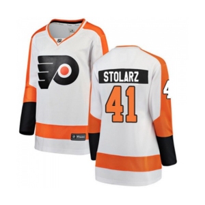 Women Philadelphia Flyers #41 Anthony Stolarz Fanatics Branded White Away Breakaway NHL Jersey
