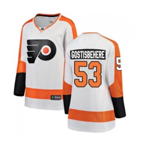 Women Philadelphia Flyers #53 Shayne Gostisbehere Fanatics Branded White Away Breakaway NHL Jersey