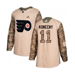 Youth Adidas Philadelphia Flyers #11 Travis Konecny Authentic Camo Veterans Day Practice NHL Jersey