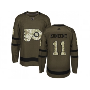 Youth Adidas Philadelphia Flyers #11 Travis Konecny Green Salute to Service Stitched NHL Jersey