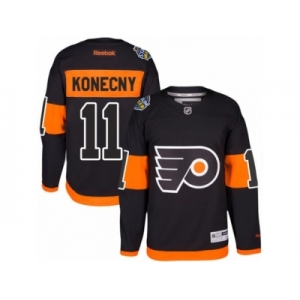 Youth Reebok Philadelphia Flyers #11 Travis Konecny Authentic Black 2017 Stadium Series NHL Jersey