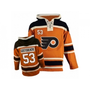 Men's Old Time Hockey Philadelphia Flyers #53 Shayne Gostisbehere Authentic Orange Pullover Hoodie NHL Jersey