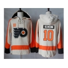 Men's Philadelphia Flyers #10 Brayden Schenn Cream Sawyer Hooded Sweatshirt Stitched NHL Jersey